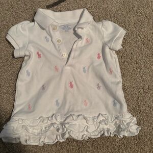 Polo by Ralph Lauren White Girls Polo Dress with Multicolor Pony Embroidery